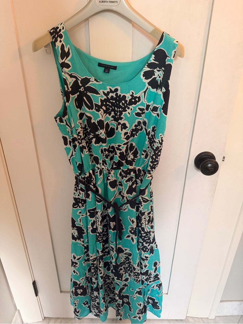 Tommy Hilfiger Sleeveless Turquoise Floral Midi Dress